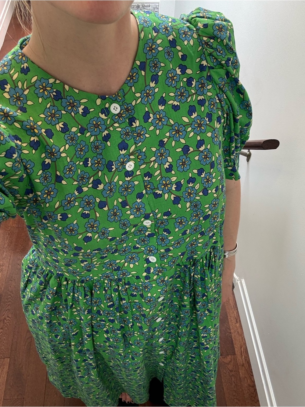 Green Floral Button up Dress